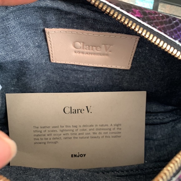 Clare . V Midnight Rainbow snakeskin Embossed Leather Crossbody Bag - Picture 8 of 9